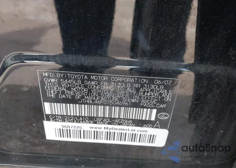 2007 Lexus Ls 460 z USA, uszkodzony, nr VIN JTHBL46F075046961